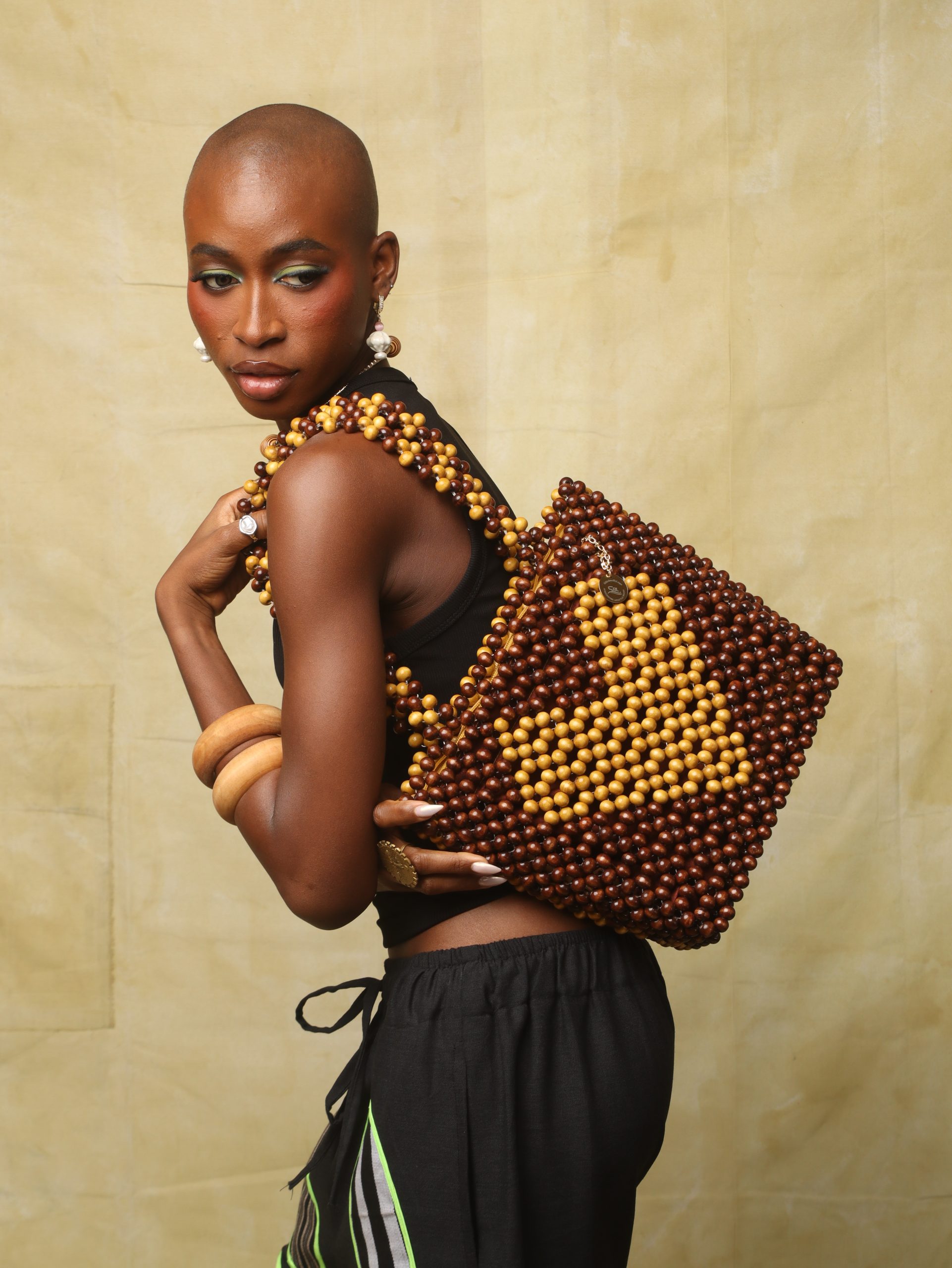 love tote bag brown gold 3